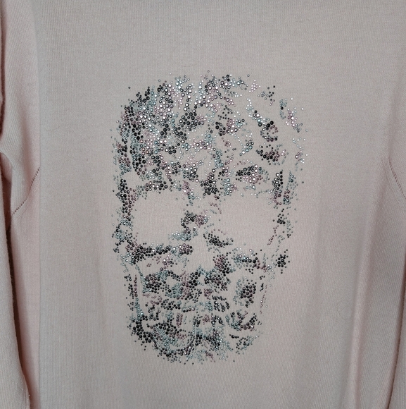Zadig & Voltaire Pink Gaby Skull Strass Wool And Cashmere Blend Crewneck sz L - Picture 4 of 12